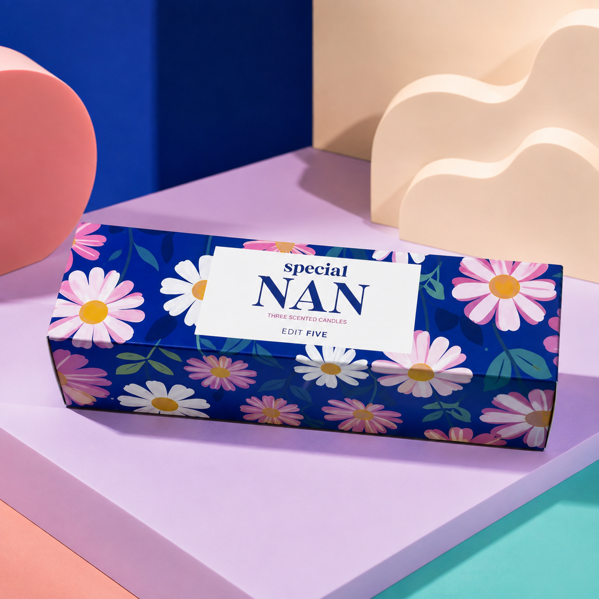 Premium scented candle gift set for Nan, with three elegant gold tin candles presented in a contemporary magnetic gift box designed in the UK.