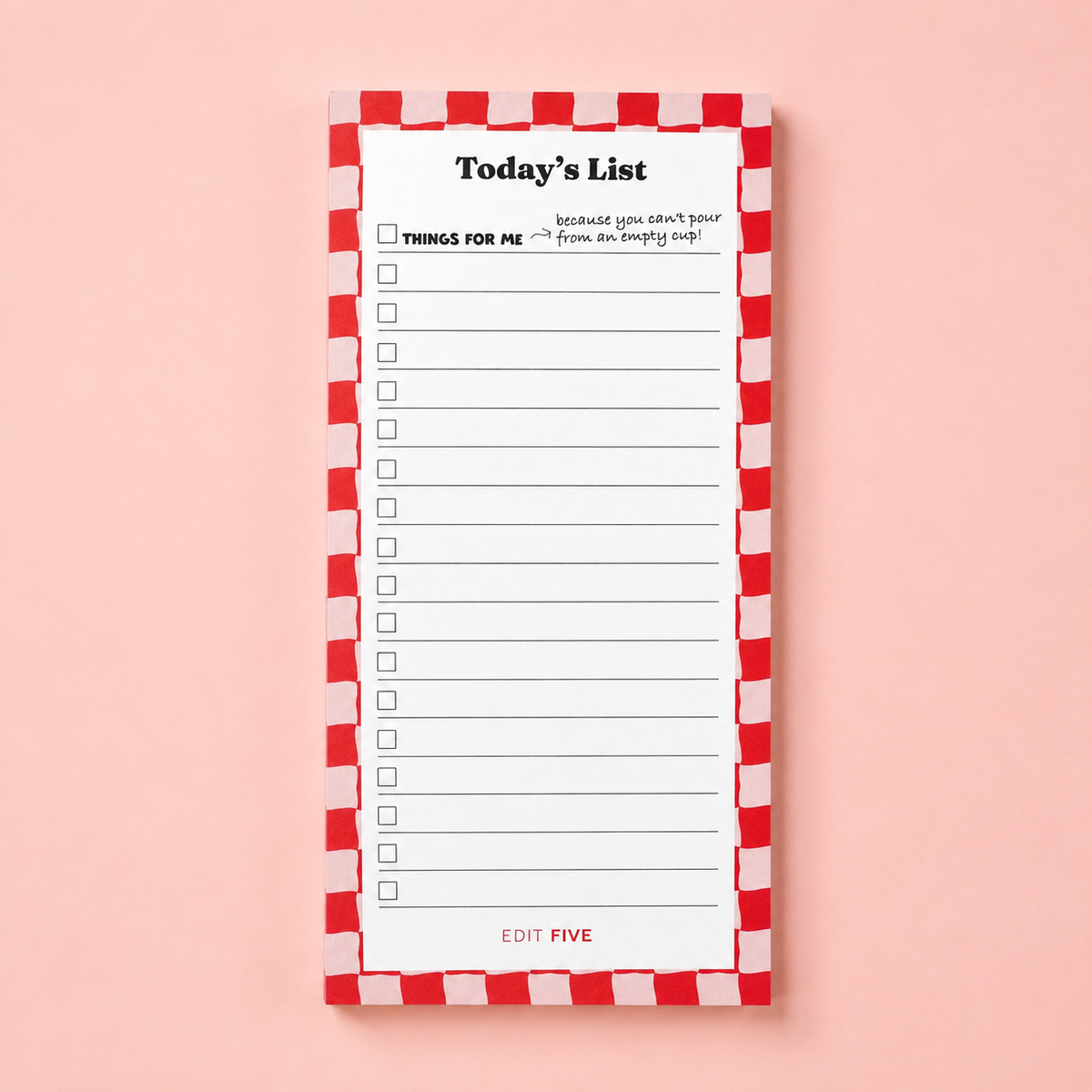 Colourful “Today’s List” long daily planner notepad with lined sections for organising tasks, priorities and reminders. A bright, modern desk stationery essential for productivity, work, home organisation, study and everyday to-do lists.